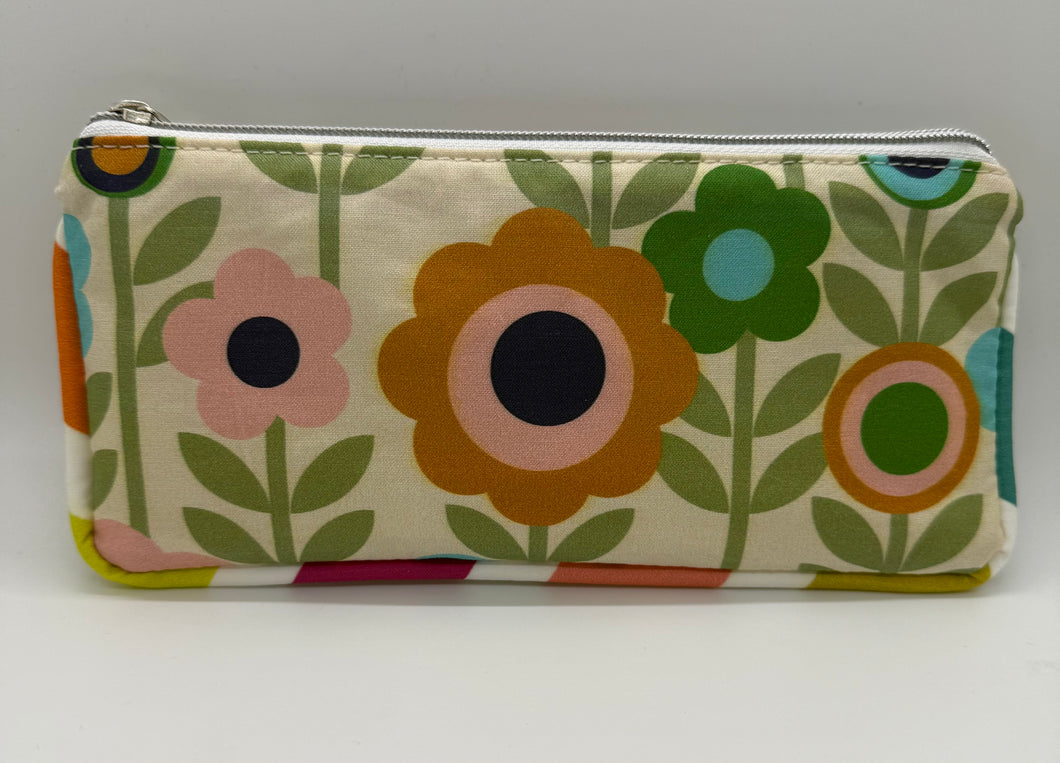 Fabric Zipper Pen Pouch RETRO FLORAL