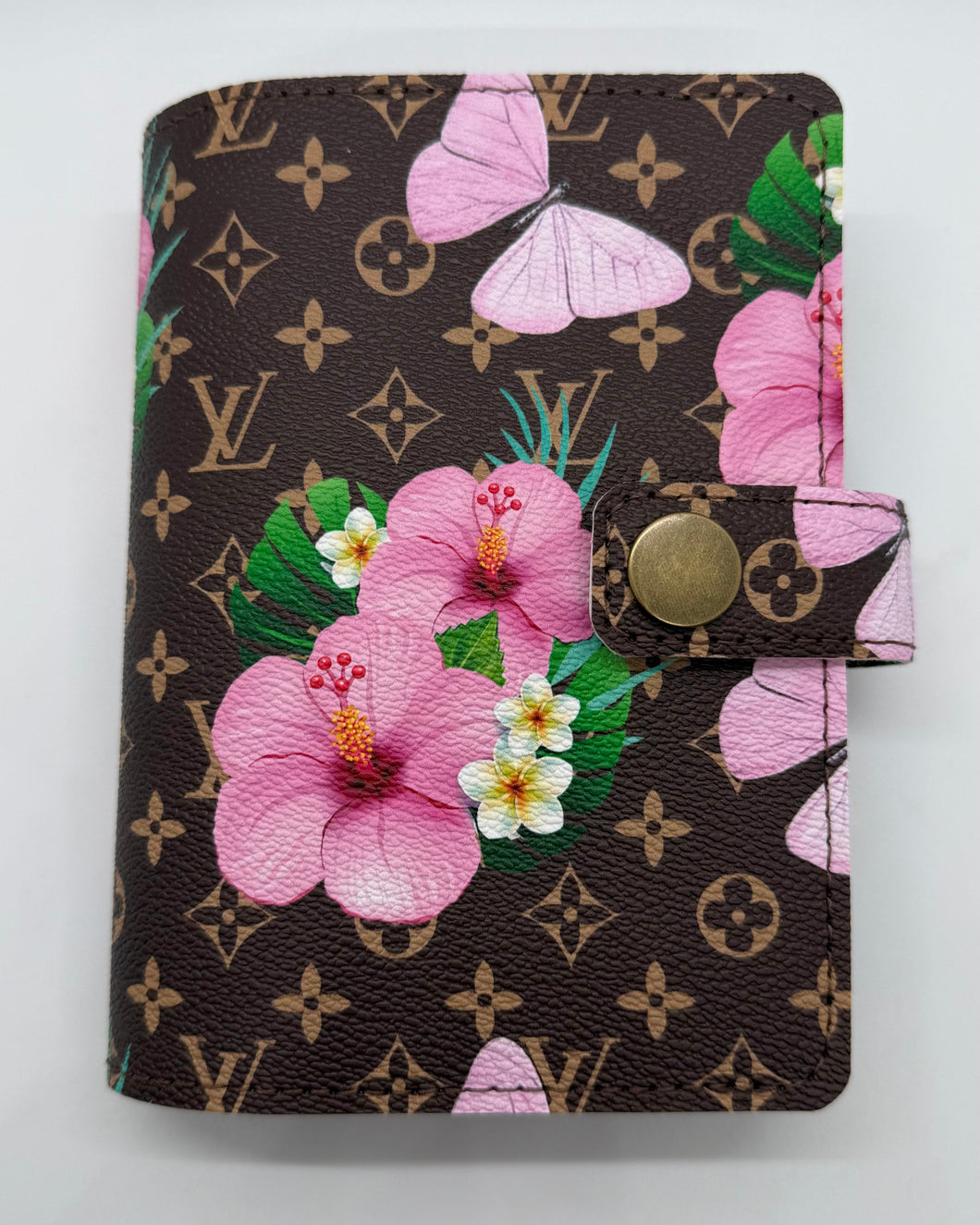 A6 Faux Leather Cover Flower Monogram