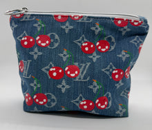 Load image into Gallery viewer, Small Cosmetic Pouch- DENIM Painted Cherry Monogram
