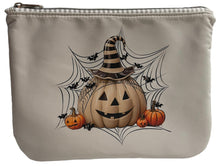 Load image into Gallery viewer, Nylon Zipper Large Pouch- Pumpkin/Web
