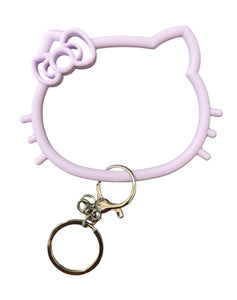 Kitty Head Silicone Keychain Purple