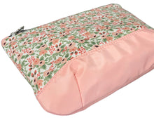 Load image into Gallery viewer, Large Round Bottom Zipper Pouch- Peach Floral
