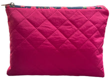 Load image into Gallery viewer, Quilted Nylon Zipper Pouch- Raspberry
