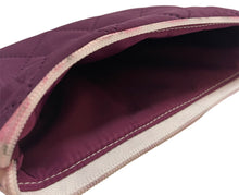 Load image into Gallery viewer, Quilted Nylon Zipper Pen Pouch- Plum
