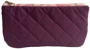 Quilted Nylon Zipper Pen Pouch- Plum