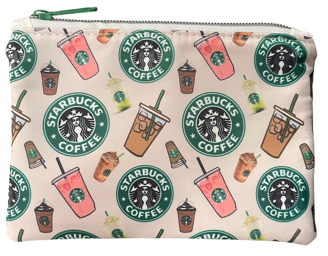 Coffee Nylon Zipper Coin Pouch