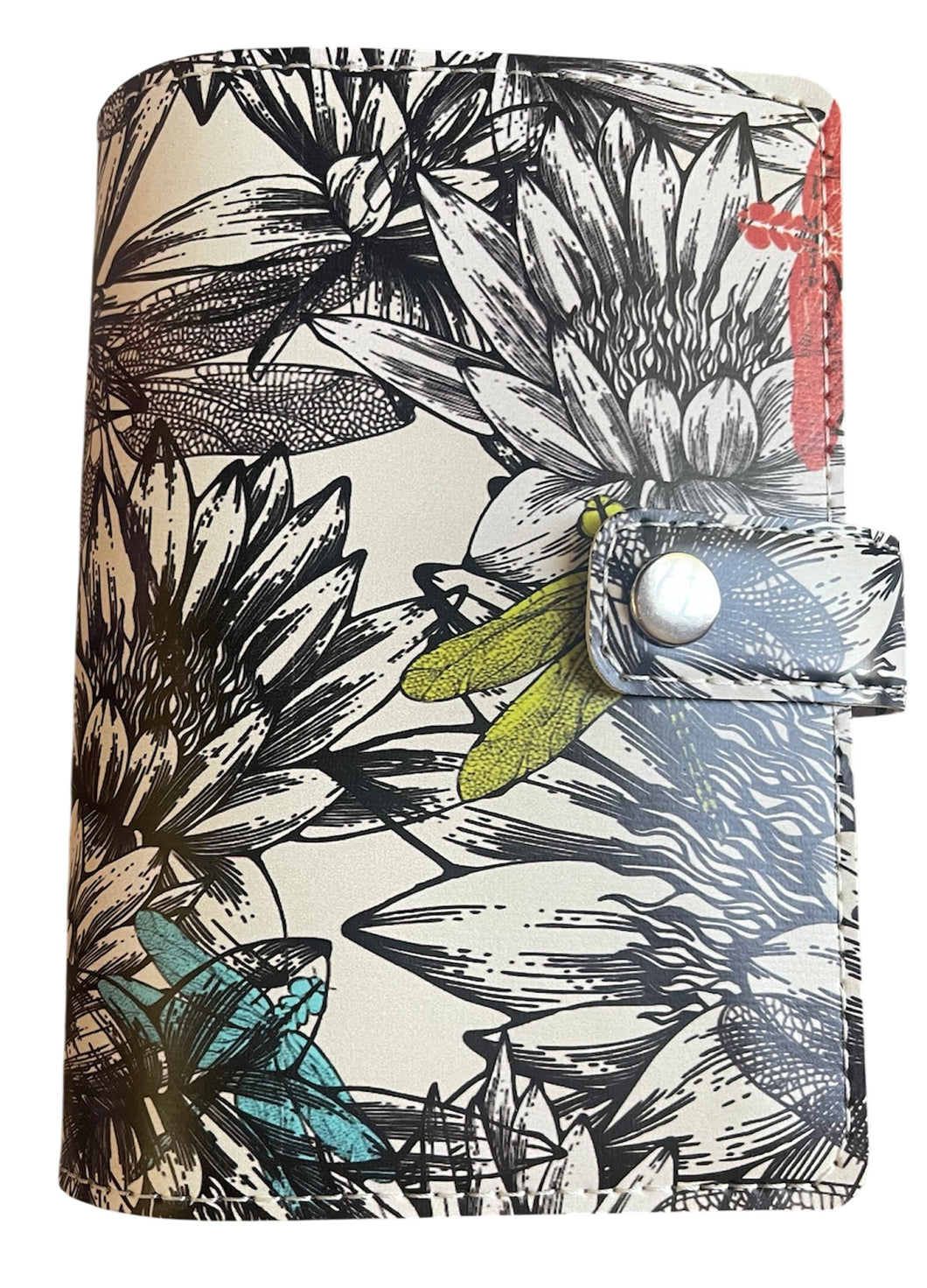 A6 Faux Leather Cover Floral Dragonfly