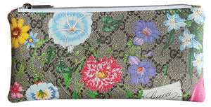 Floral GG Faux Leather Zipper Pen Pouch
