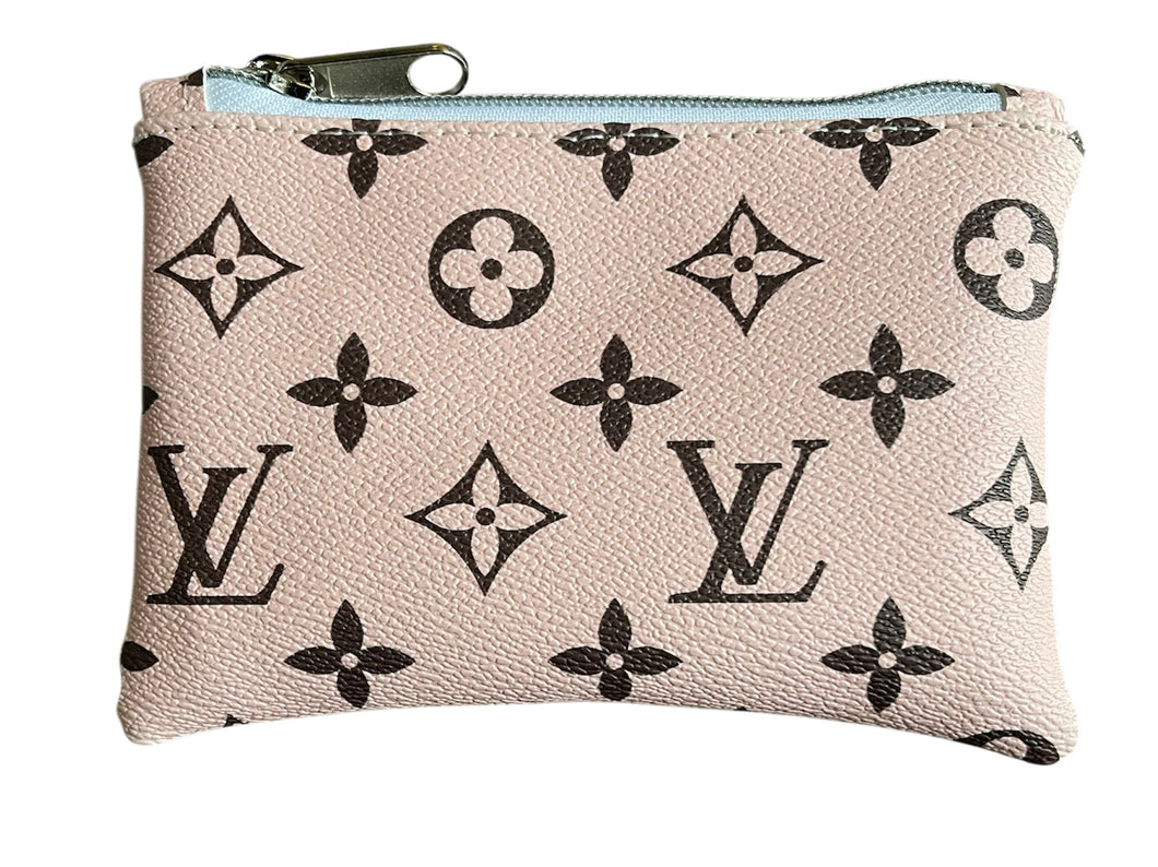 As Is Pink Monogram Faux Leather Coin Pouch